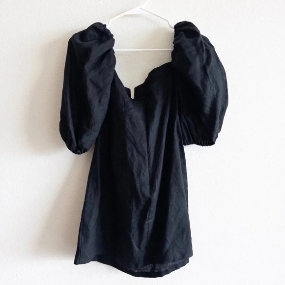 NEW Rumer Freya Linen Mini Dress, Puff Sleeve Cut Out 100% Linen Dress, Sz Small - Picture 6 of 9